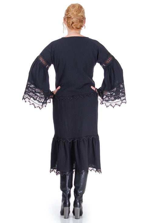 Rochie vascoza neagra cu broderie  Liza Panait Liza Panait Online Boutique